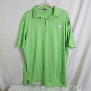 Peter Millar Summer Comfort Golf Polo Anaheim Ducks Hockey Lime Green Size Large